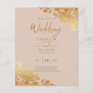 Flyer Código QR do Convite de casamento DOURADO LACE All