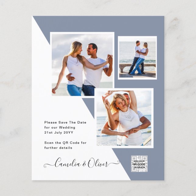 Flyer Código QR do Convite de casamento FOTO Data de sal (Frente)