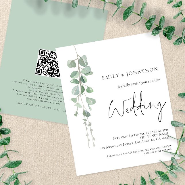 Flyer Código QR do PAPEL Convite para Casamento Eucalypt (Criador carregado)
