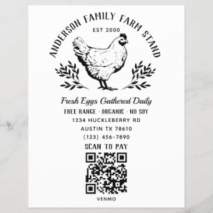 Flyer Código QR do Stand de Produtos da Fazenda da Famíl