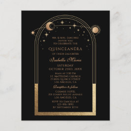 Flyer Código QR Dourado Celestial Quinceañera