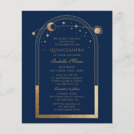 Flyer Código QR Dourado Celestial Quinceañera