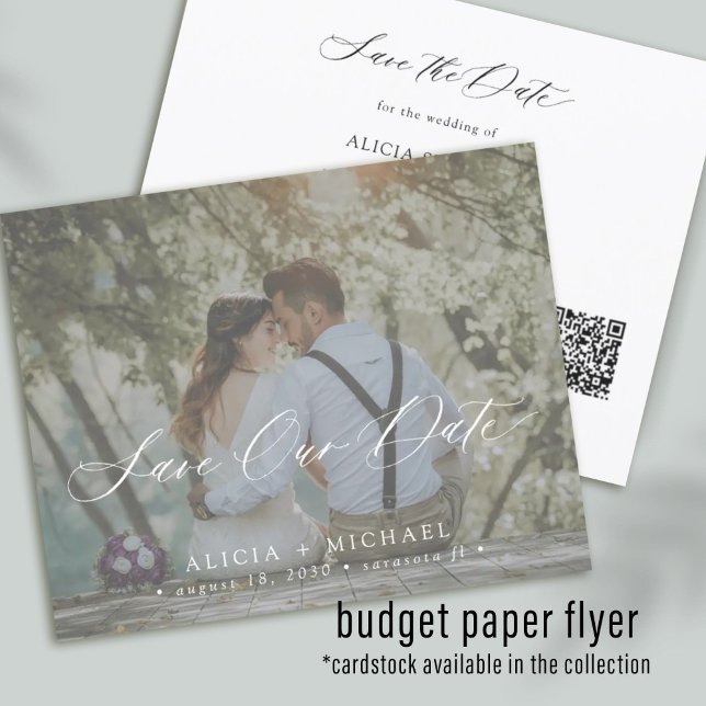 Flyer CÓDIGO QR orçamento elegante foto casamento salvar (Criador carregado)