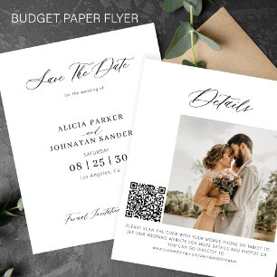 Flyer Código QR orçamento foto elegante casamento salvar