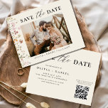 Flyer Código QR Wildflower Save the Date Casamento<br><div class="desc">Anuncie seu dia especial com nosso Código QR Wildflower Wedding Salvando a Data! Apresentando um belo design de flor silvestre, este cartão elegante combina encanto rústico com conveniência moderna. O código QR incluído direciona convidados para o seu site de casamento para acesso fácil a detalhes e RSVPs. Feito com materiais...</div>
