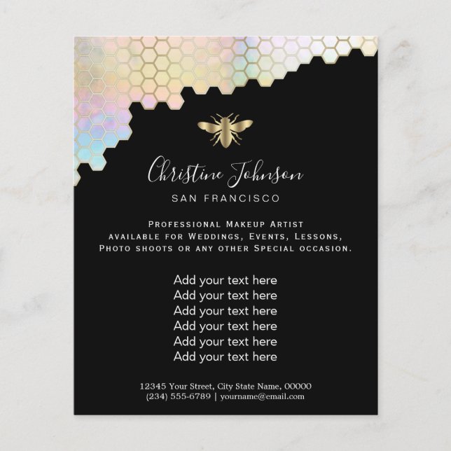 Flyer cola de mel pastel em fundo negro (Frente)