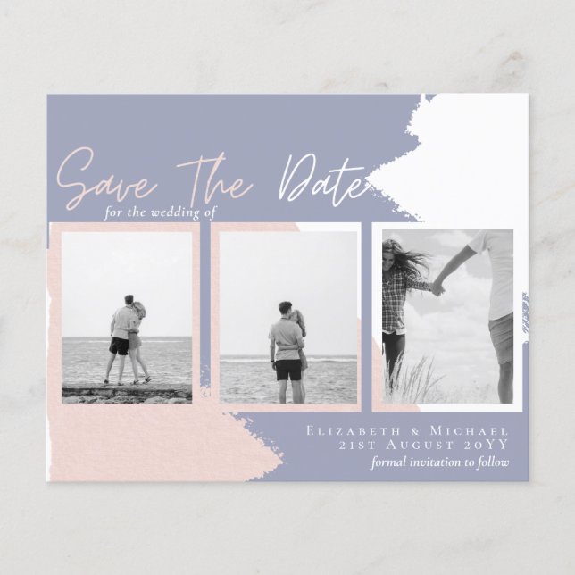 Flyer Colagem de Fotografias BUDGET Guardar Data Abstrat (Frente)