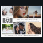 Flyer Colagem de fotos do logotipo Fotógrafo profissiona<br><div class="desc">Folheto de marketing para um fotógrafo profissional personalizado com suas fotos, logotipos, informações de contato, texto personalizado e código QR. Folheto de fotógrafo profissional para promover sua empresa personalizada com seis fotos lado a lado com seu logotipo, nome comercial, slogan e informações de contato. No verso, adicione seu logotipo, código...</div>