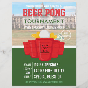 Flyer College Beer Pong Tournament adicione logotipo e f