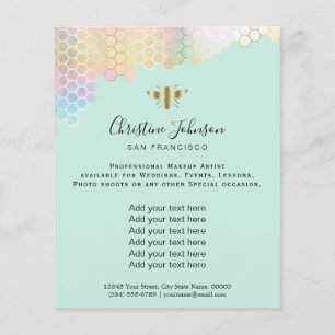 Flyer colmeia de abelha em fundo de hortelã