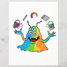 Colorful Jelly Alien Juggling Cute Art Monster Whi