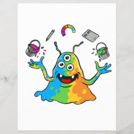 Flyer Colorful Jelly Alien Juggling Cute Art Monster Whi