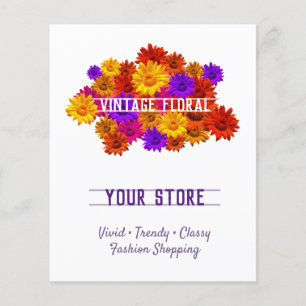 Flyer Colorida, Floral, Trendy Fashion Store Vivid Girly