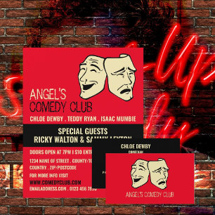 Flyer Comedy Máscaras, Comediante, Publicidade de Clube