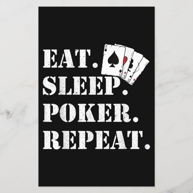 Flyer Comer Dormir Repetir Pôquer Casino Dizendo Pôquer (Frente)