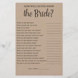 Flyer Como você sabe o jogo do Chá Bride Kraft?