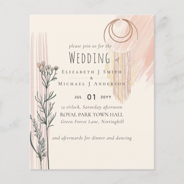 Flyer Concurso de Casamento de Peach BOHO Azul Dusty (Frente)