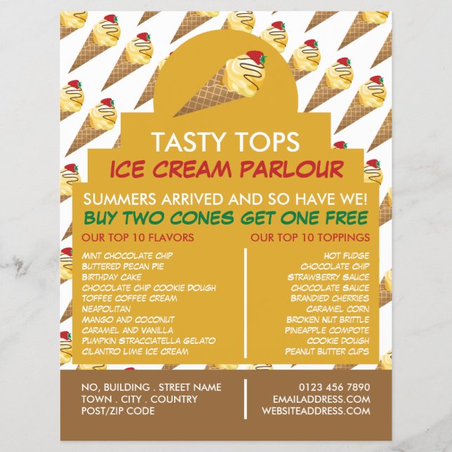 Flyer Cones De Sorvete, Publicidade De Sorveteria (Frente)