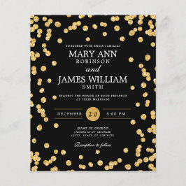 Flyer Confetti Dourado Confetti Black Invite de Casament