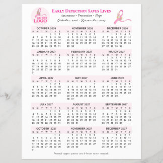 Flyer Conscientização do Câncer de Mama Calendário de 15