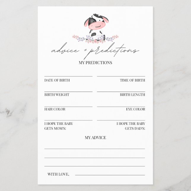 Flyer Conselhos e previsões Chá de fraldas Russo Rosa-Ro (Frente)