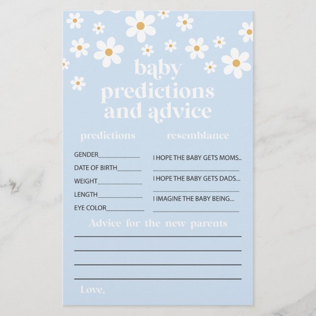 Flyer Conselhos para os pais no chá de bebê da Daisy Car (Frente)