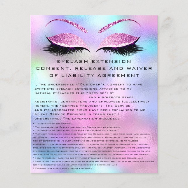FLYER CONSENTIMENTO DE EXTENSÃO DO EYELASH, LIBERAÇÃO E  (Frente)