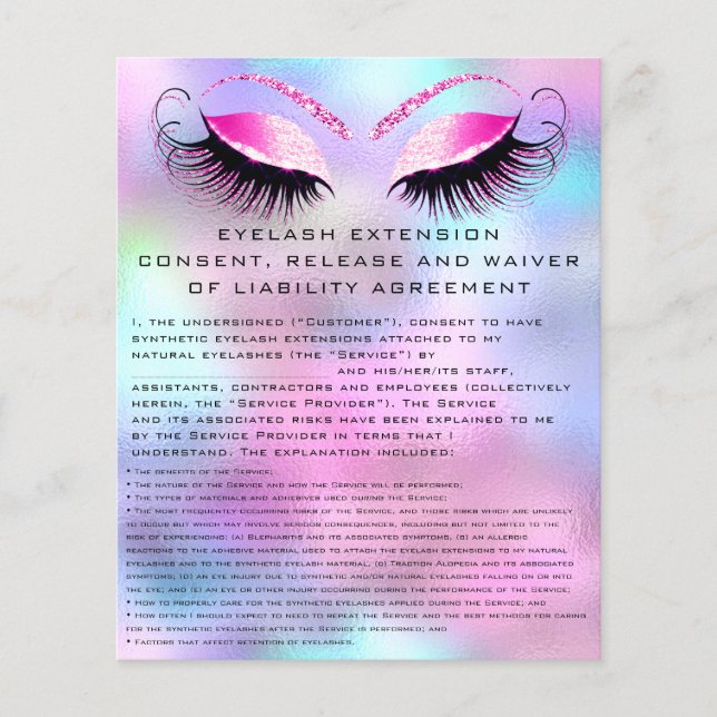 FLYER CONSENTIMENTO DE EXTENSÃO DO EYELASH, LIBERAÇÃO E  (Frente)