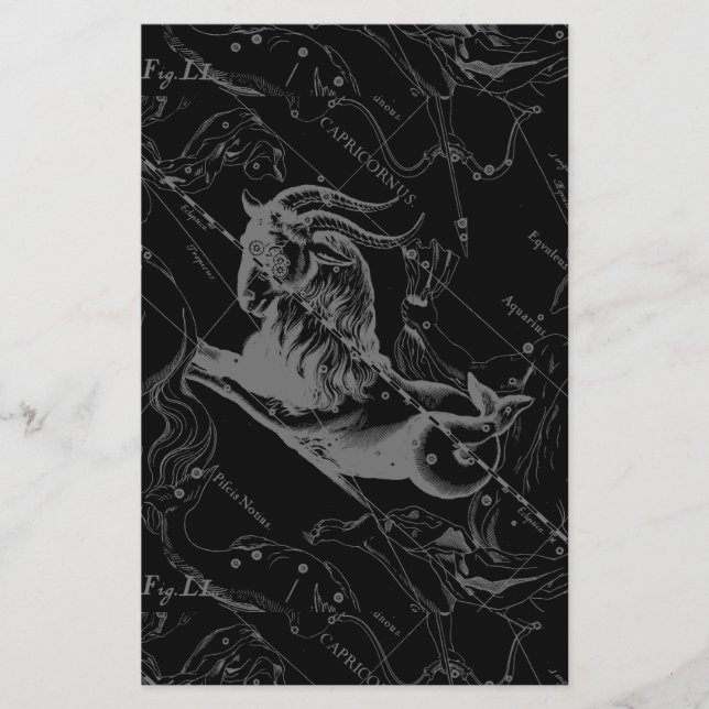 Flyer Constelação de Capricórnio Hevelius 1690 a Preto (Frente)