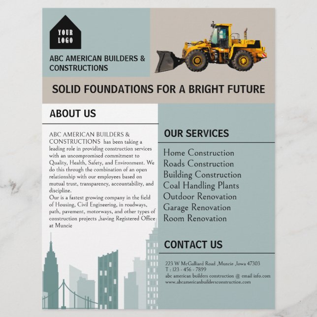 Flyer Construção de Logo Personalizado Publicidade & Pro (Frente)