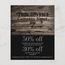 Flyer construção de marceneiro grão de madeira vintage