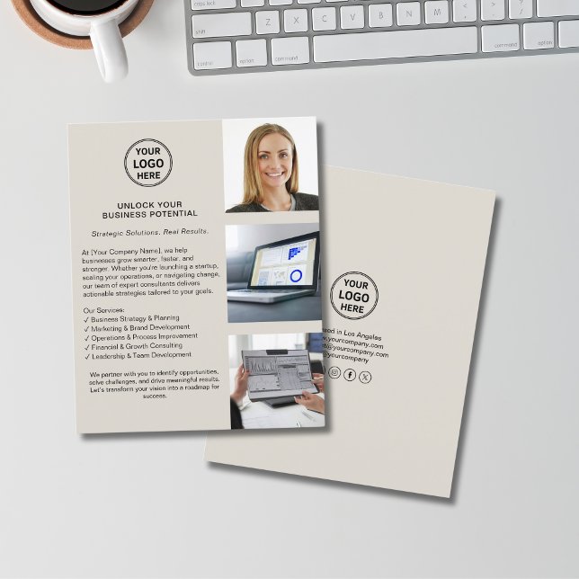Flyer Consultor de Logotipo Moderno Empresarial (Create your own Modern Logo Consultant Business Flyer)
