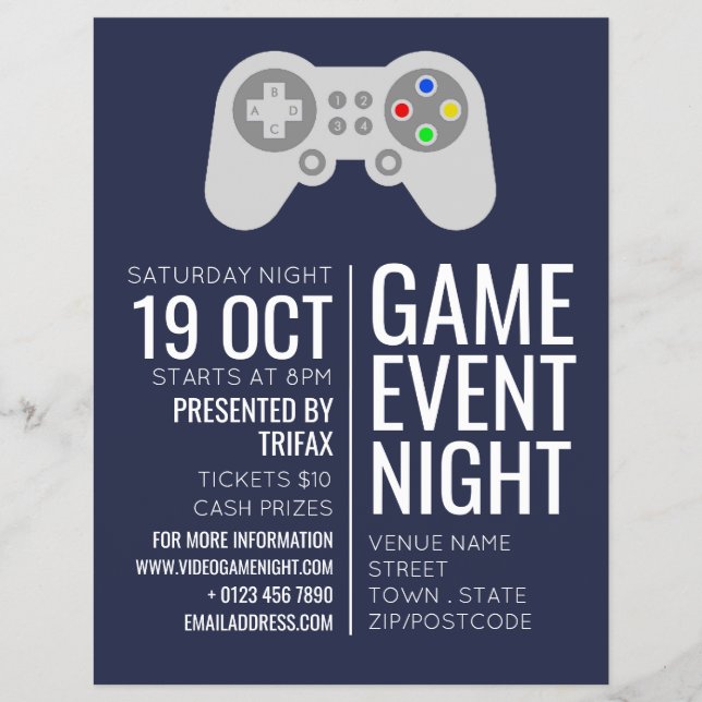 Flyer Controlador de jogos, Anúncio de eventos de jogos (Frente)
