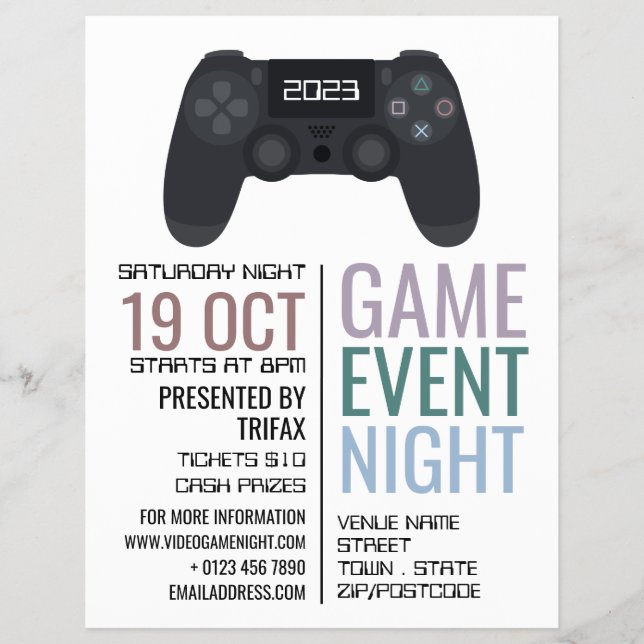 Flyer Controlador de jogos, Anúncio de eventos de jogos (Frente)