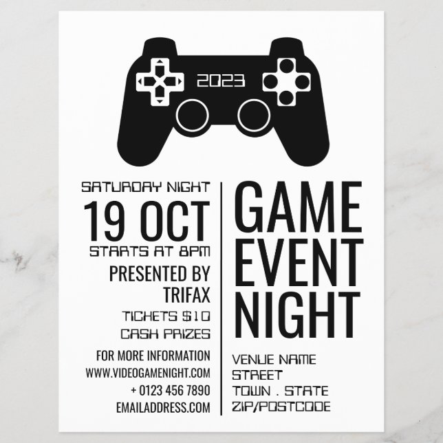 Flyer Controlador de jogos, Anúncio de eventos de jogos (Frente)