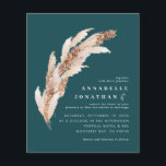 Flyer Convidado de casamento elegante boho pampas teal d<br><div class="desc">Ordenar água de erva botânica natural pampas aquáticas e convite para casamento de guião com espaço para código QR. Coleção moderna de tendência de design,  em contemporâneo,  sobre a Tendência Teracotta,  o Teal,  o Negro e a Via Certa Natural.</div>