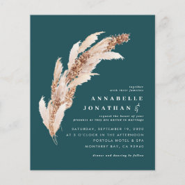 Flyer Convidado de casamento elegante boho pampas teal d