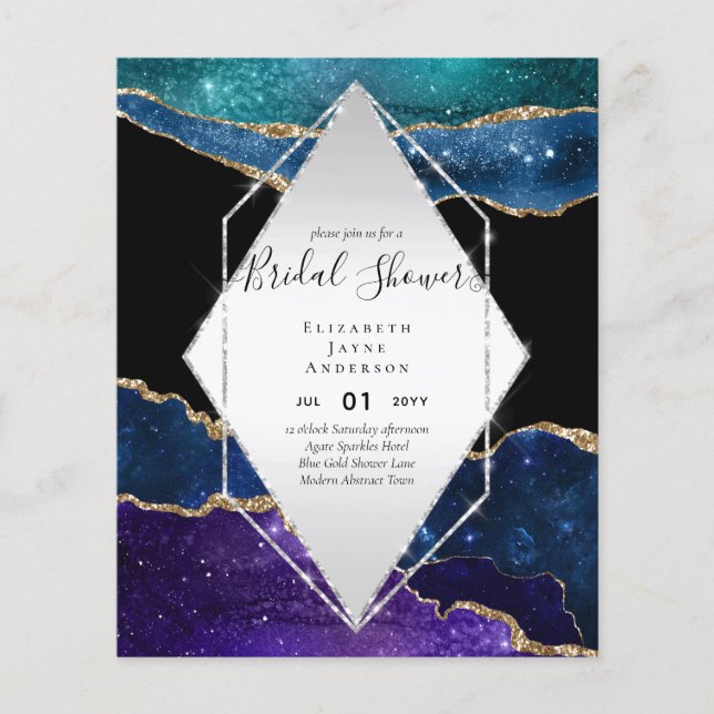 Flyer Convidado do Glittery AGATE Sparkle do CHÁ DE PANE (Frente)