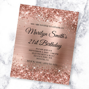 Flyer Convidado para aniversário de 21 anos de Glittery 