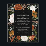 Flyer Convidado para detalhes do casamento floral preto<br><div class="desc">Convite de casamento floral de cor d'água rústica do orçamento e cartão de detalhes. Com belas ferrugem,  terracota,  cor-de-rosa pincelada,  preta e verde-sábio,  os detalhes da aquarela de eucalipto. Este convite de casamento moderno certamente define o estilo para o seu grande dia.</div>