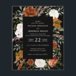 Flyer Convidado para detalhes do casamento floral preto<br><div class="desc">Convite de casamento floral de cor d'água rústica do orçamento e cartão de detalhes. Com belas ferrugem,  terracota,  cor-de-rosa pincelada,  preta e verde-sábio,  os detalhes da aquarela de eucalipto. Este convite de casamento moderno certamente define o estilo para o seu grande dia.</div>