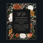 Flyer Convidar detalhes do casamento botânico preto no o<br><div class="desc">Convite de casamento floral de cor d'água rústica do orçamento e cartão de detalhes. Com belas ferrugem,  terracota,  cor-de-rosa pincelada,  preta e verde-sábio,  os detalhes da aquarela de eucalipto. Este convite de casamento moderno certamente define o estilo para o seu grande dia.</div>