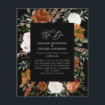 Flyer Convidar detalhes do casamento botânico preto no o<br><div class="desc">Convite de casamento floral de cor d'água rústica do orçamento e cartão de detalhes. Com belas ferrugem,  terracota,  cor-de-rosa pincelada,  preta e verde-sábio,  os detalhes da aquarela de eucalipto. Este convite de casamento moderno certamente define o estilo para o seu grande dia.</div>