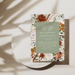 Flyer Convidar detalhes do casamento botânico verde do s