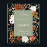 Flyer Convidar detalhes do casamento floral verde do sáb<br><div class="desc">Convite de casamento floral de cor d'água rústica do orçamento e cartão de detalhes. Com belas ferrugem, terracota, cor-de-rosa pincelada, preta e verde-sábio, os detalhes da aquarela de eucalipto. Este convite de casamento moderno certamente define o estilo para o seu grande dia.</div>