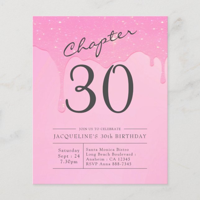 Flyer Convite à Cinza Rosa aniversário de 30 anos de Orç (Frente)