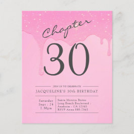 Flyer Convite à Cinza Rosa aniversário de 30 anos de Orç