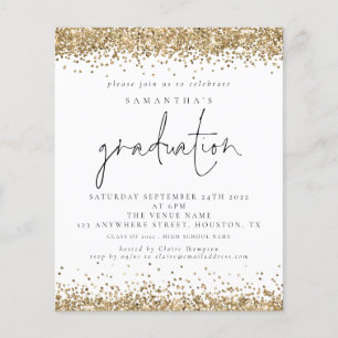 Flyer Convite Branco para Graduação da Dourada Glitter