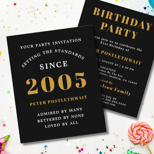 Flyer Convite de Aniversário de 21 anos do Orçamento de  (2005 birthday invitation budget flyer.)