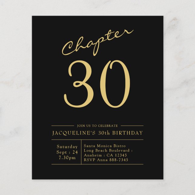 Flyer Convite de Aniversário de 30 anos no Orçamento Pre (Frente)